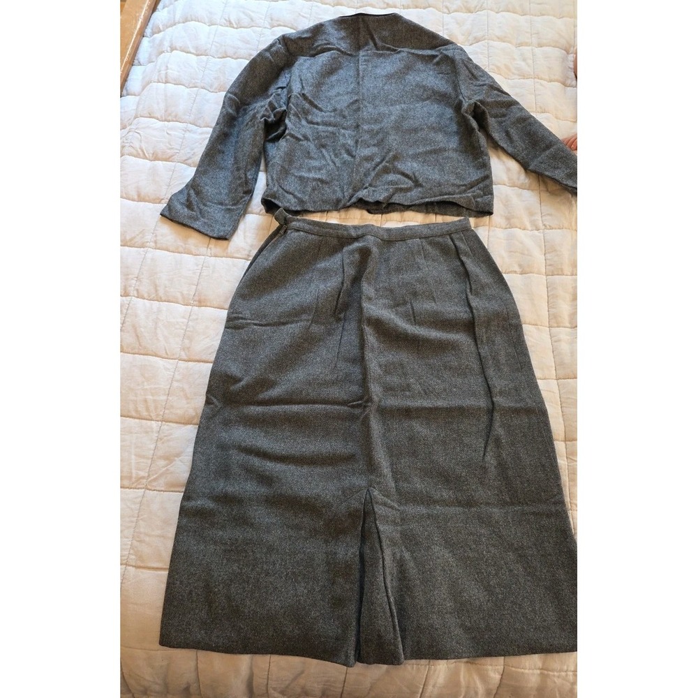 VTG Bobbie Brooks Gray Wool Skirt‎ And Marilyn Toggs Blazer 60s Size Small 24"
